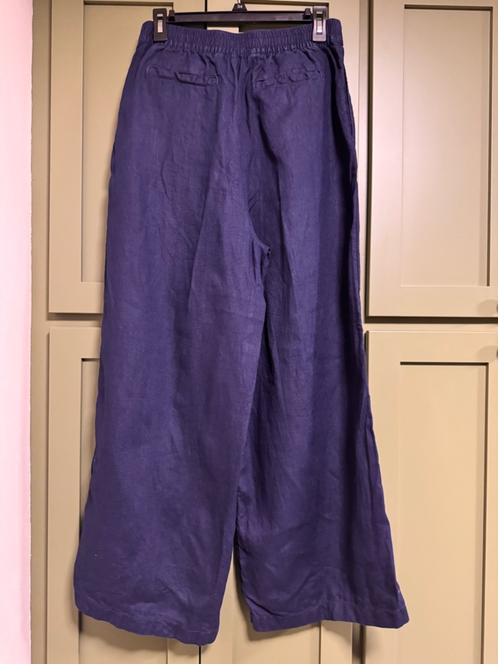 Halston Navy Linen Wide-Leg Pants - Picture 4 of 6